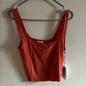 RVCA Orange Fitted Crop Tank Top